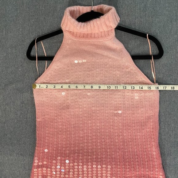 GUESS Ombre Pink Turtleneck Sequin Halter Sweater size XL - Y2K - Picture 6 of 7